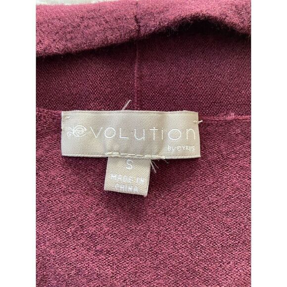 Evolution Open Cardigan Sweater Dark Burgundy Size S​ - Picture 3 of 9